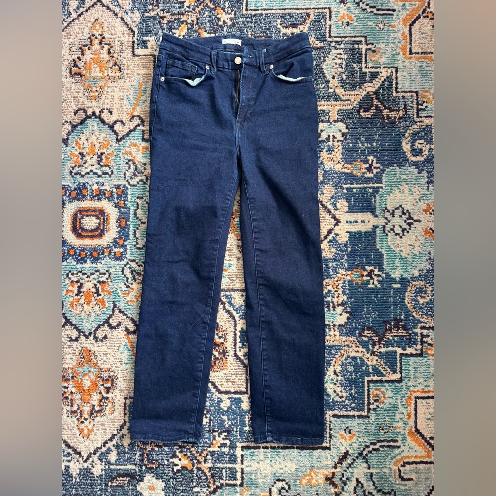 Good American Dark Blue Straight Leg Jeans Always Fits 6-12